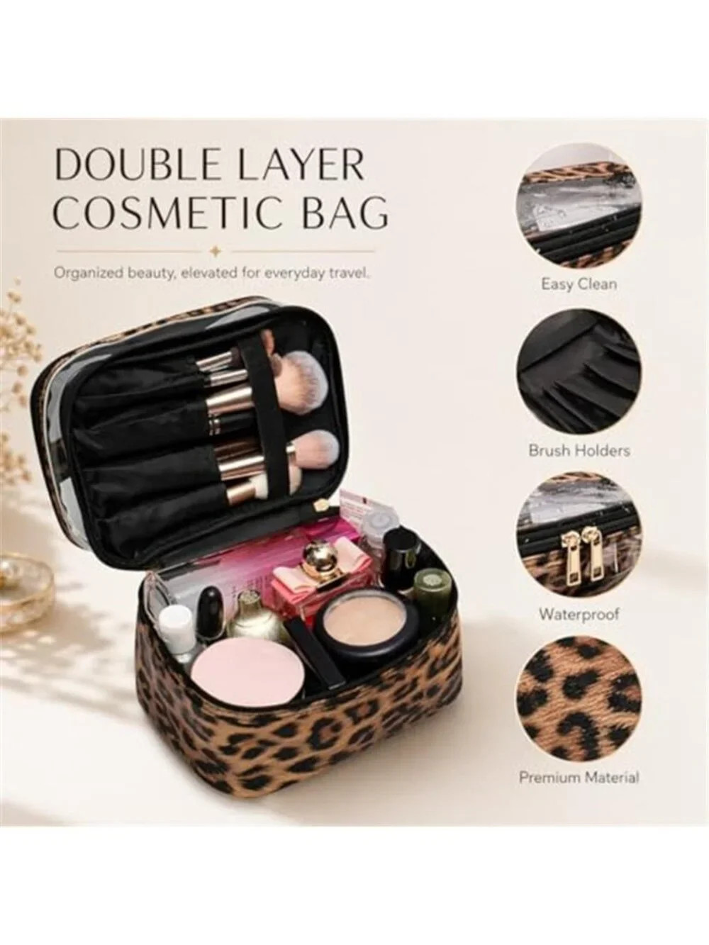 Double-layer Cosmetic Bag Makeup Bag Travel Makeup Bag Makeup Bags for Women